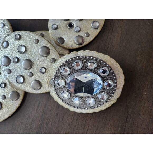 Oval Hollow Belt Vintage Disc Wide Belts Metal Buckle Cowboy Western Style euc - Picture 4 of 7